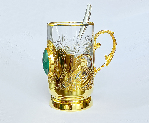 Подарочная чайная пара "Малахит". Златоуст купить с доставкой Подарочная чайная пара "Малахит". Златоуст