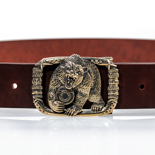 Ремень кожаный с пряжкой "Чертог медведя"