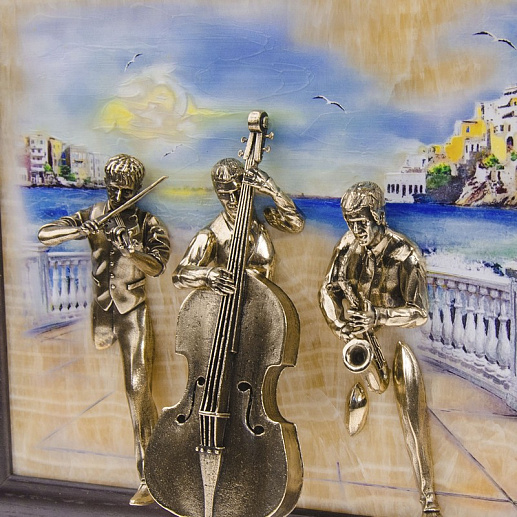 Бронзовая картина "Трио"