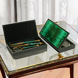 Подарочный набор: ручка, лупа, нож для резки бумаги в футляре.