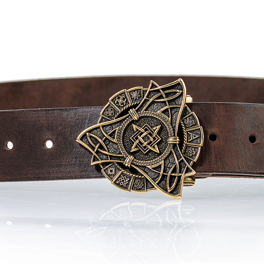 Ремень кожаный с пряжкой "Звезда Руси"