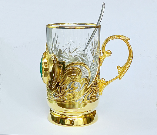 Подарочная чайная пара "Малахит". Златоуст купить с доставкой Подарочная чайная пара "Малахит". Златоуст