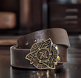 Ремень кожаный с пряжкой "Звезда Руси"