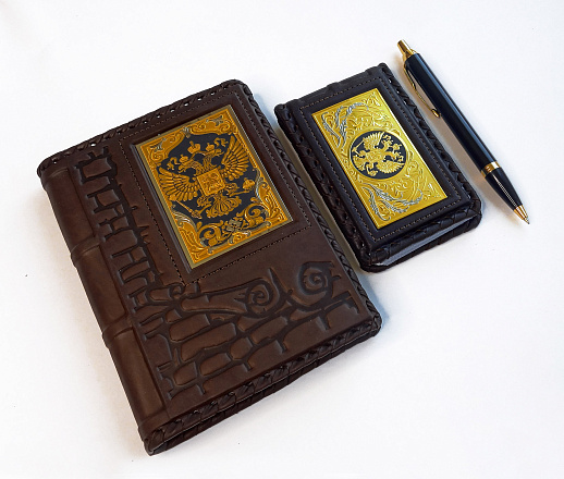 Набор "Ежедневник, визитница кожаная, pучка". Златоуст