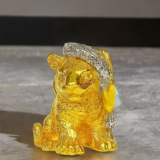 Новогодняя статуэтка "Тигренок в шапке"