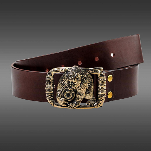 Ремень кожаный с пряжкой "Чертог медведя"