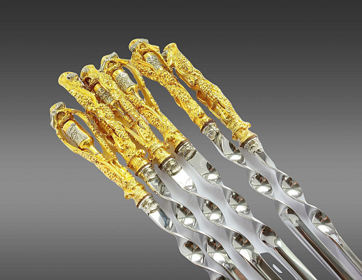 Набор шампуров "Лоза винограда". Позолота