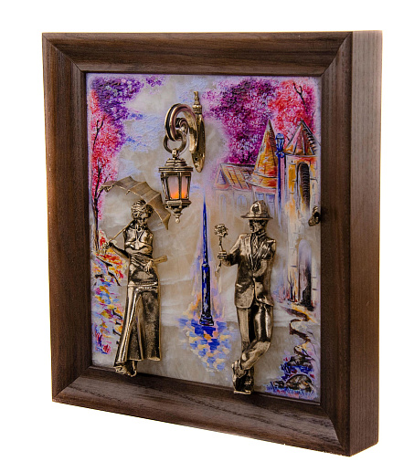 Бронзовая картина "Пара. Весна" с подсветкой