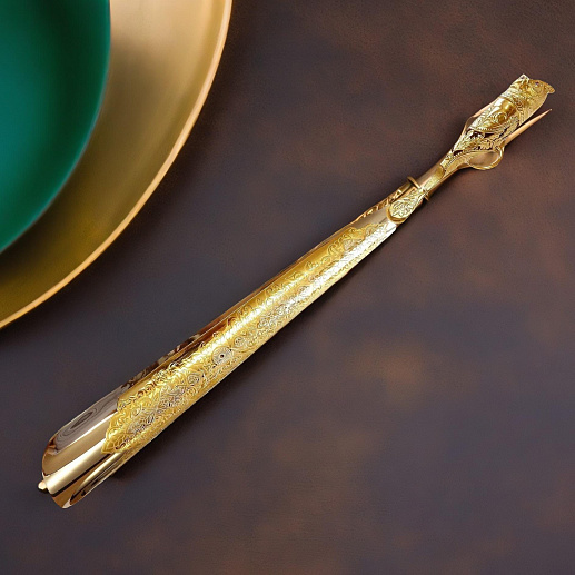 Декоративная обувная ложка "Сова". Позолоченная