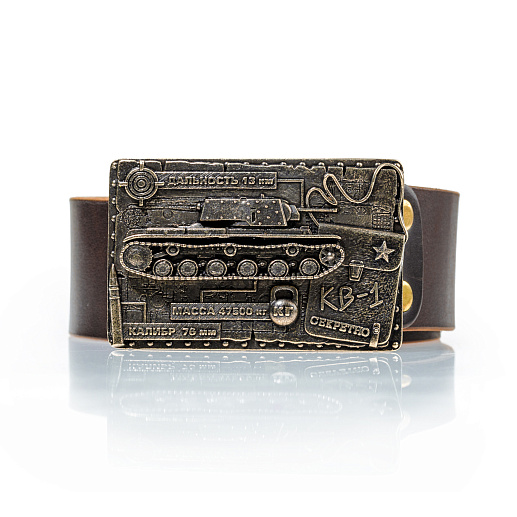 Ремень кожаный с пряжкой "Танк"