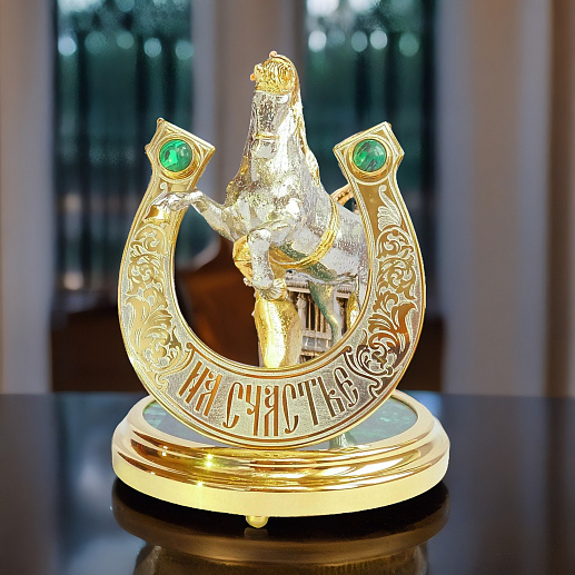 Подкова на счастье "Малахит". Златоуст купить с доставкой Подкова на счастье "Малахит". Златоуст