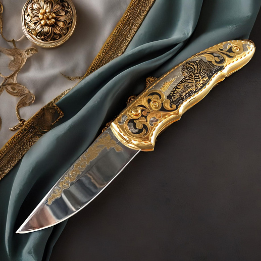 Нож складной "Тигр лежит". Златоуст