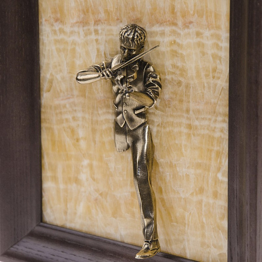 Бронзовая картина "Скрипач"