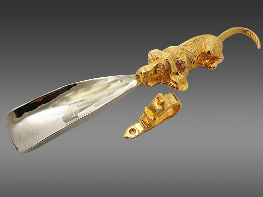 Интерьерная обувная ложка "Собака". Позолоченная