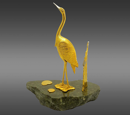 Бронзовая статуэтка "Цапля для колец"
