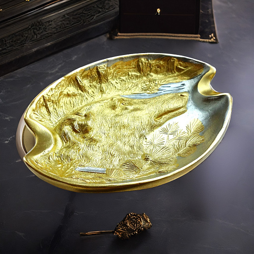 Пепельница "Собака". Позолоченная