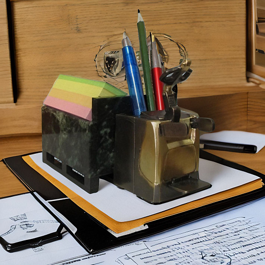 Бронзовый настольный прибор "Складской погрузчик"