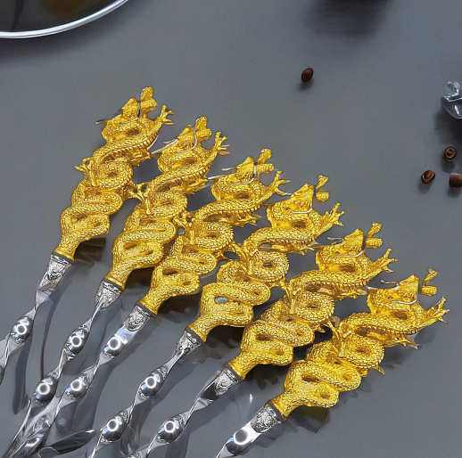 Набор шампуров "Китайский дракон". Позолота