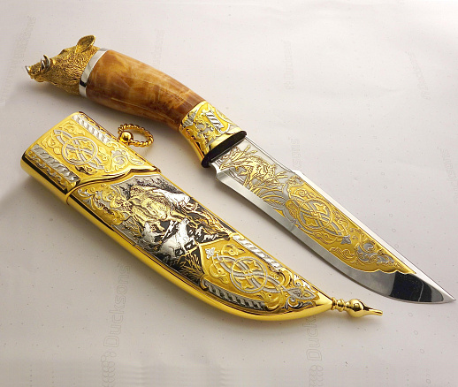 Нож с головой кабана № 2. Златоуст