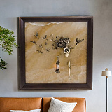 Бронзовая ключница настенная "Птицы" с подсветкой