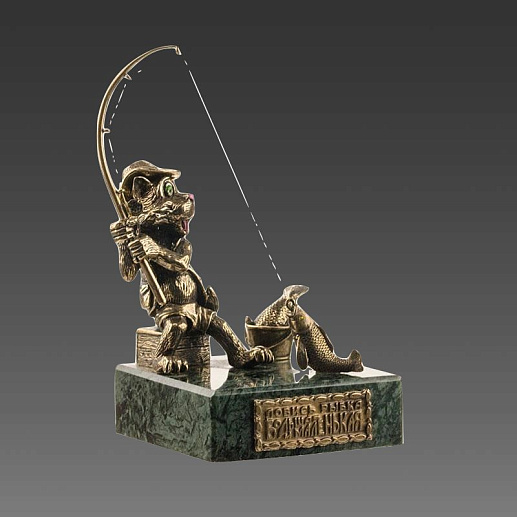Бронзовая композиция "Кот-рыбак" купить с доставкой Бронзовая композиция "Кот-рыбак"