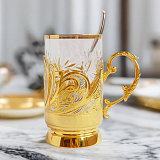 Дорогой подстаканник со стаканом "Узор"№2 Златоуст