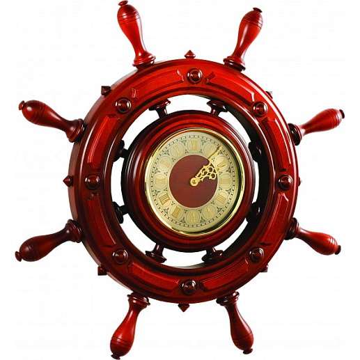 Штурвал сувенирный, часы (8 ручек)