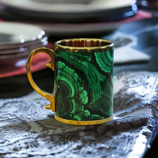 Подарочная кружка из камня (малахит)