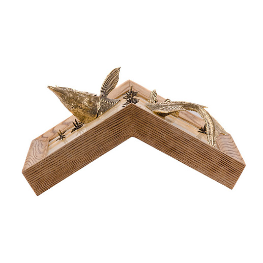 Бронзовая картина угловая "Рыба" на ониксе