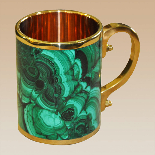 Подарочная кружка из камня (малахит)