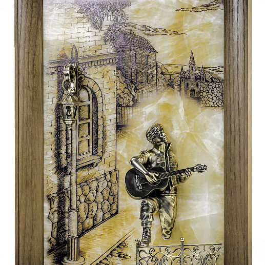 Бронзовая картина "Серенада. Парень"