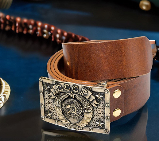 Ремень кожаный с пряжкой "Герб СССР"