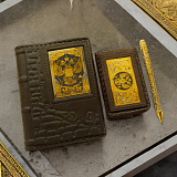 Набор "Ежедневник, визитница кожаная, ручка". Златоуст