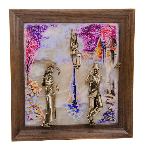 Бронзовая картина "Пара. Весна" с подсветкой