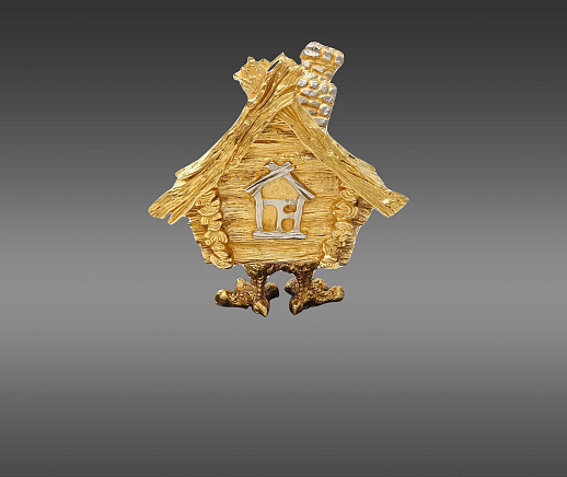 Шкатулка "Избушка". Позолоченная