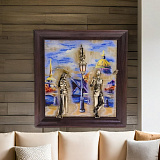 Бронзовая ключница настенная "Пара. Набережная. Мост" с подсветкой