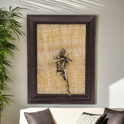 Бронзовая картина "Скрипач"