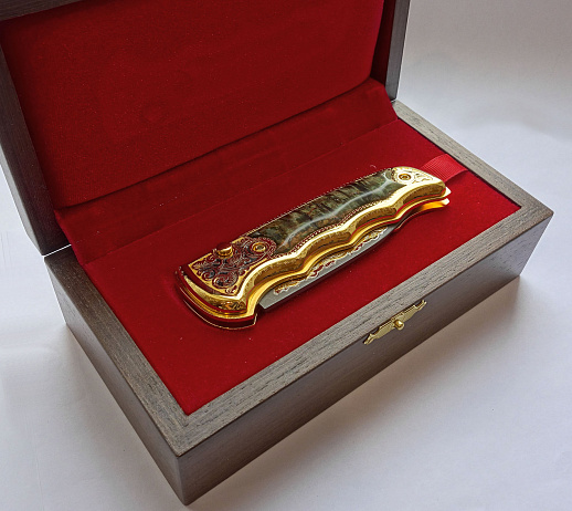 Нож складной дамасский "Орнамент" купить с доставкой Нож складной дамасский "Орнамент"