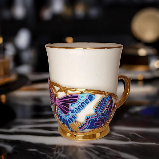 Красивая кофейная чашка "Бабочки" купить с доставкой Красивая кофейная чашка "Бабочки"