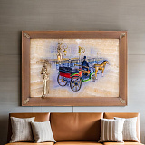 Бронзовая картина "Связь времён. Девушка с зонтиком" с росписью и подсветкой