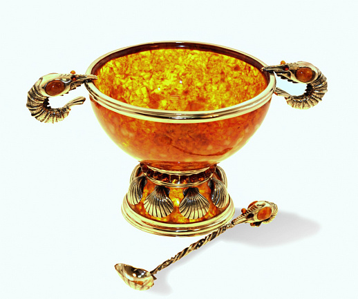 Салатница суенирная из янтаря с ложкой