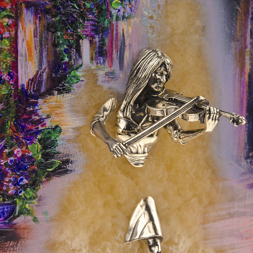 Бронзовая картина "Скрипачка. Рассвет"