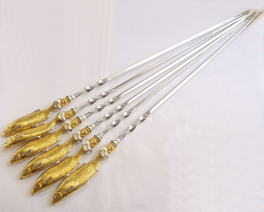 Набор шампуров "Вобла". Позолота
