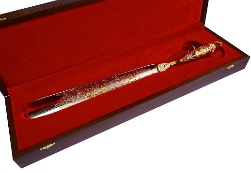 Интерьерная обувная ложка "Орел". Позолоченная