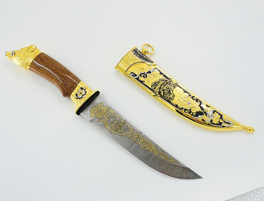 Нож кабан №3 дамаск. Златоуст. купить с доставкой Нож кабан №3 дамаск. Златоуст.