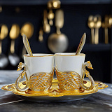 Кофейная пара из фарфора "Лебеди". Златоуст