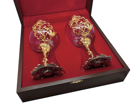 Подарочная винная пара "Виноград". Позолота купить с доставкой Подарочная винная пара "Виноград". Позолота