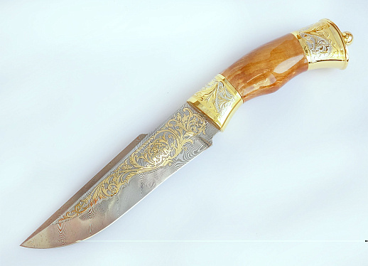 Украшенный нож №8 /дамаск/. Златоуст купить с доставкой Украшенный нож №8 /дамаск/. Златоуст