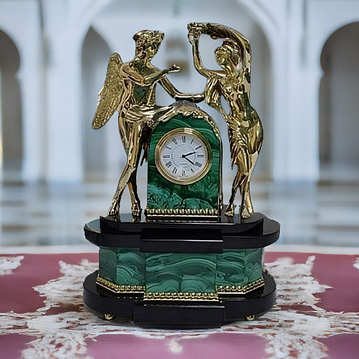 Каминные часы из малахита купить с доставкой Каминные часы из малахита