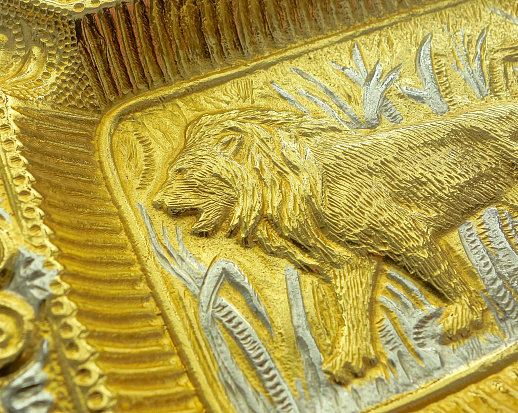 Пепельница "Лев". Позолоченная